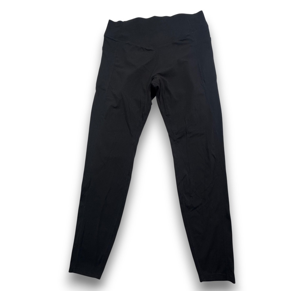 Halara Black High Waisted Crossover V-Waist Scrunch Butt Leggings Pockets XL